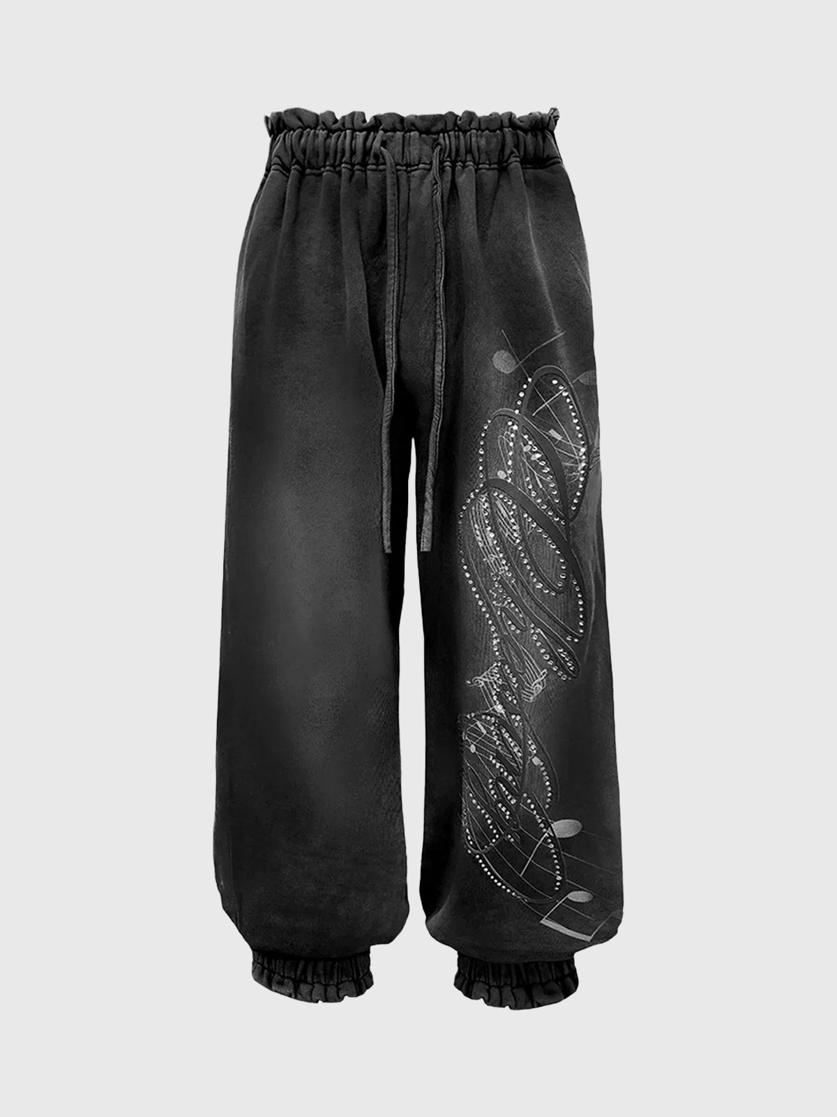 Brick Lane Lantern Rhinestone Sweatpants - Black