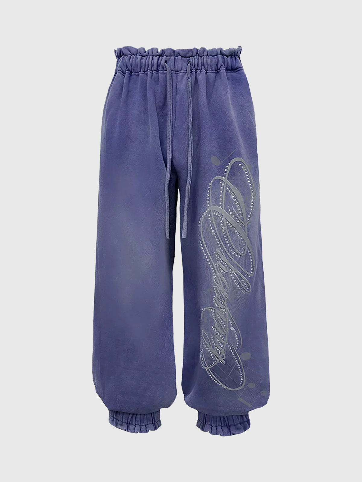 Brick Lane Lantern Rhinestone Sweatpants - Acid Blue