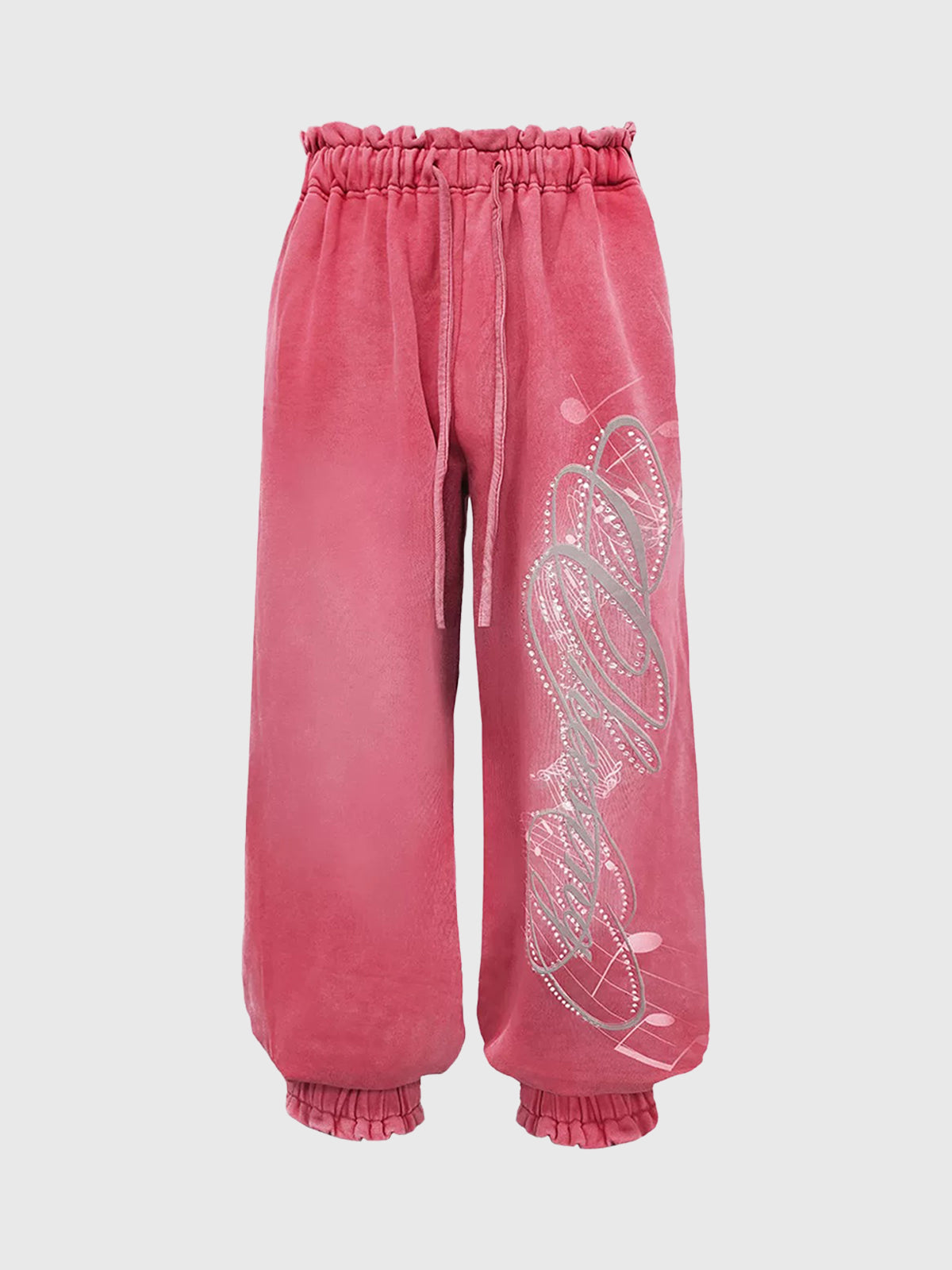 Brick Lane Lantern Rhinestone Sweatpants - Pink