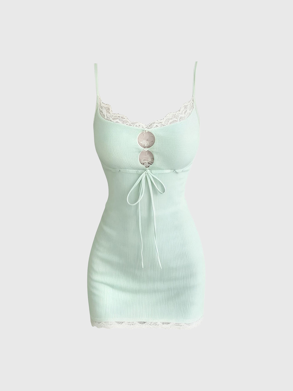 Dolled Office Layered-look Lace Mini Dress - Mint