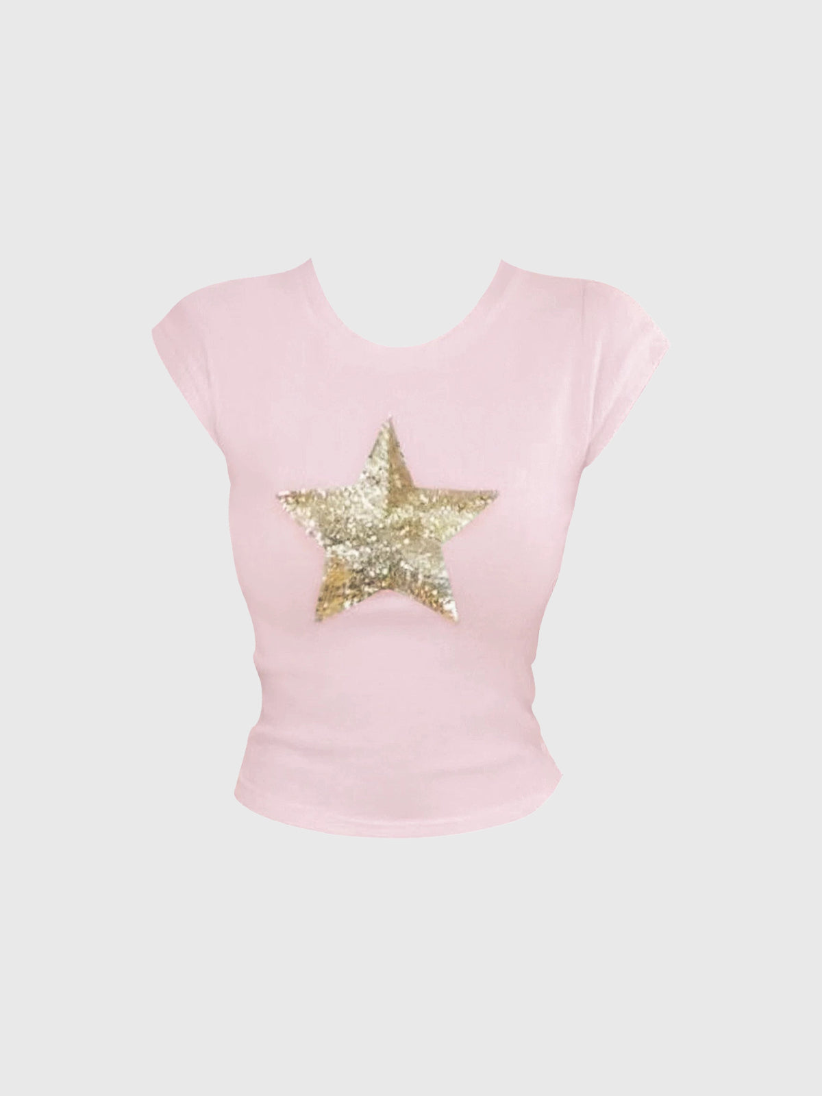 Dolled Office Skimming Sequin Star T-Shirt - Pink