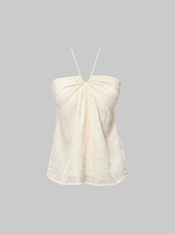 Dolled Office Halter Top - White