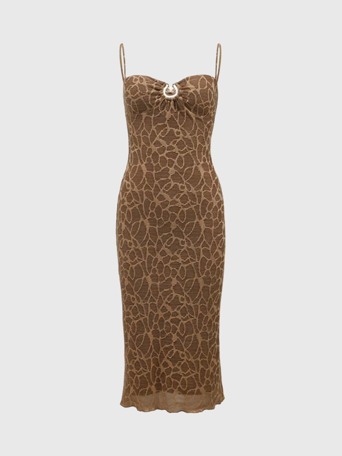 Dolled Office Skimming Leopard Maxi Dress - Brown