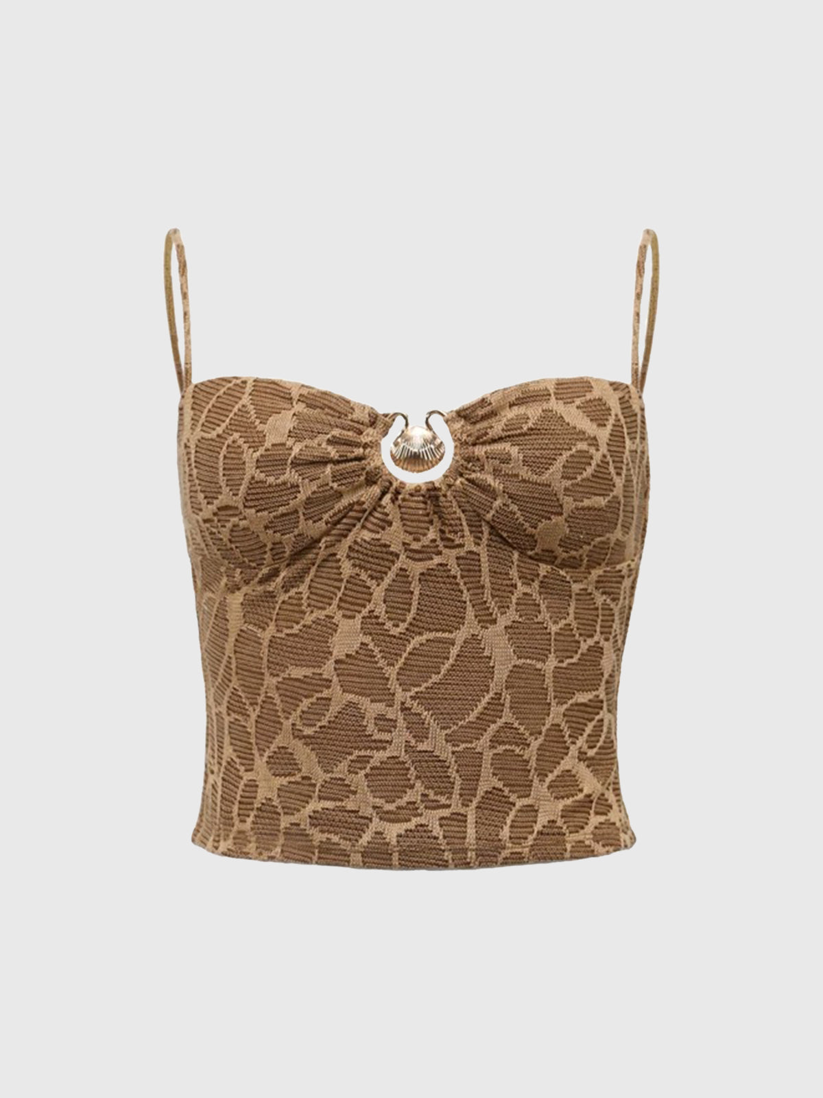 Dolled Office Skimming Leopard Cami Top - Brown