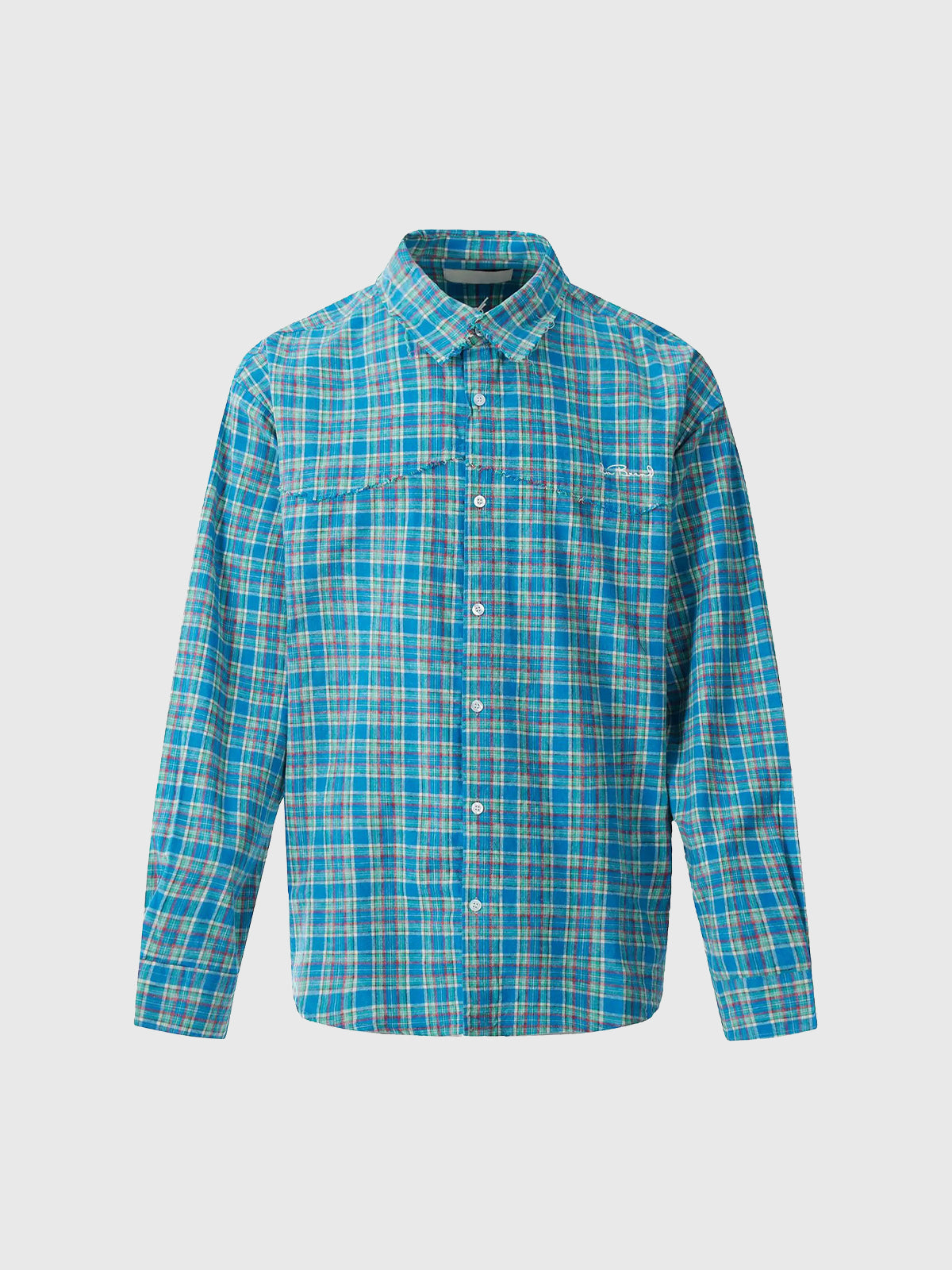 Co-ed Dorm Baggy Check Shirt - Aqua