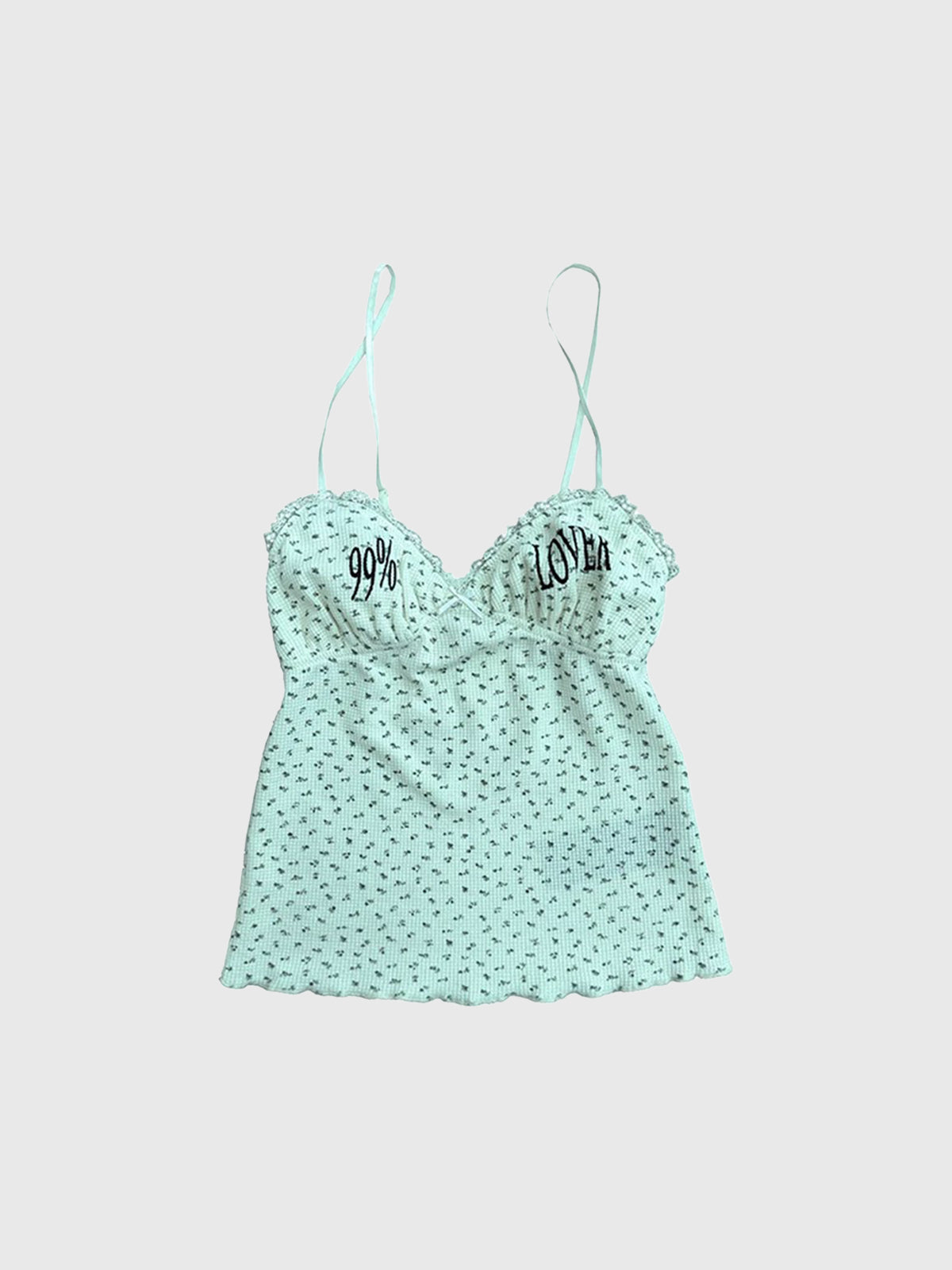 Brick Lane Skimming Flowers Cami Top - Turquoise