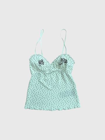 Brick Lane Skimming Flowers Cami Top - Turquoise