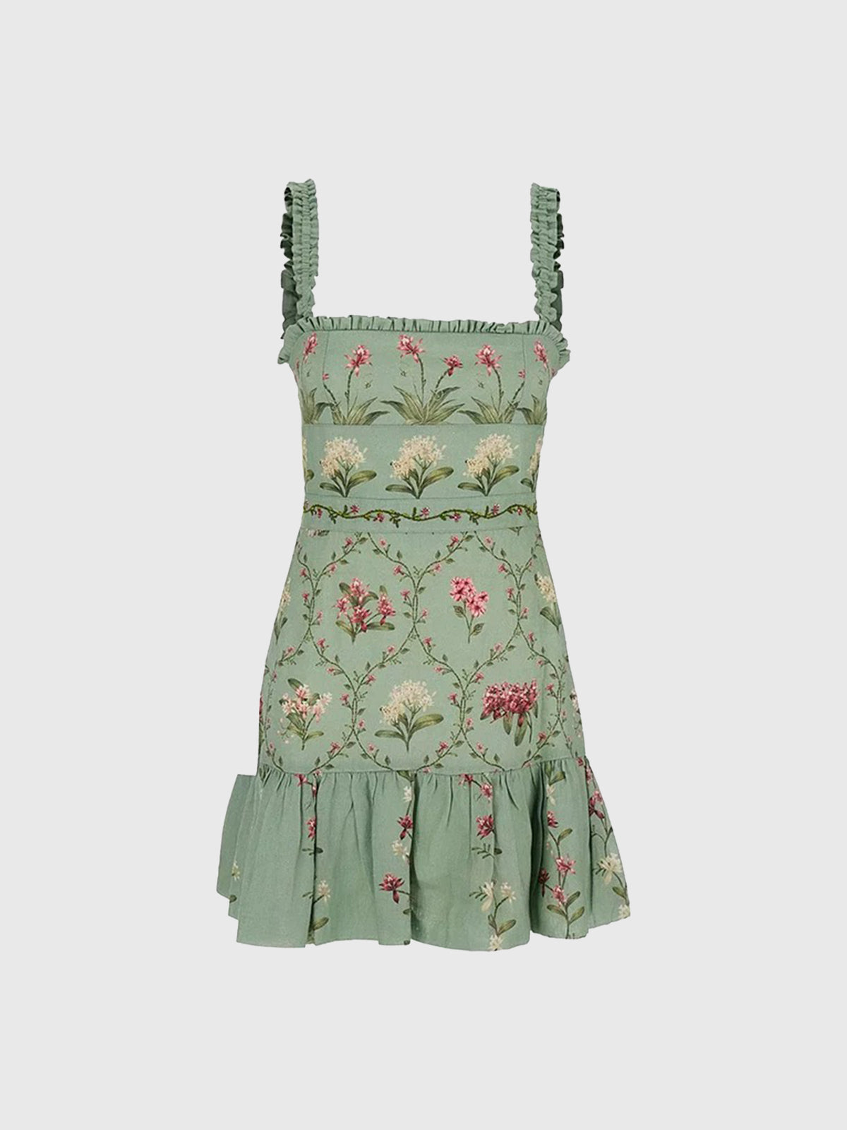 Dolled Office Skimming Flowers Mini Dress - Turquoise