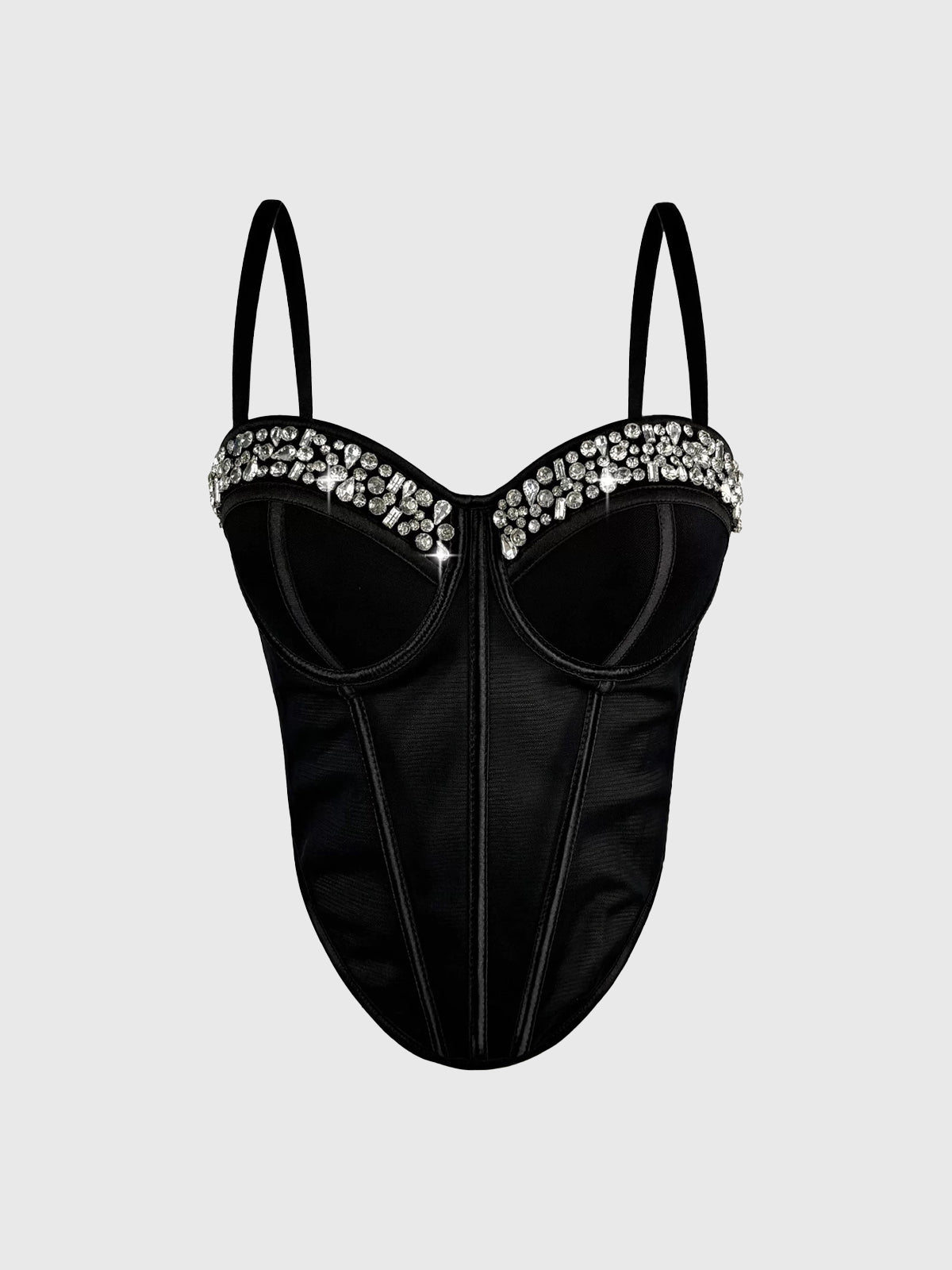 Brick Lane Skimming Rhinestone Cami Top - Black