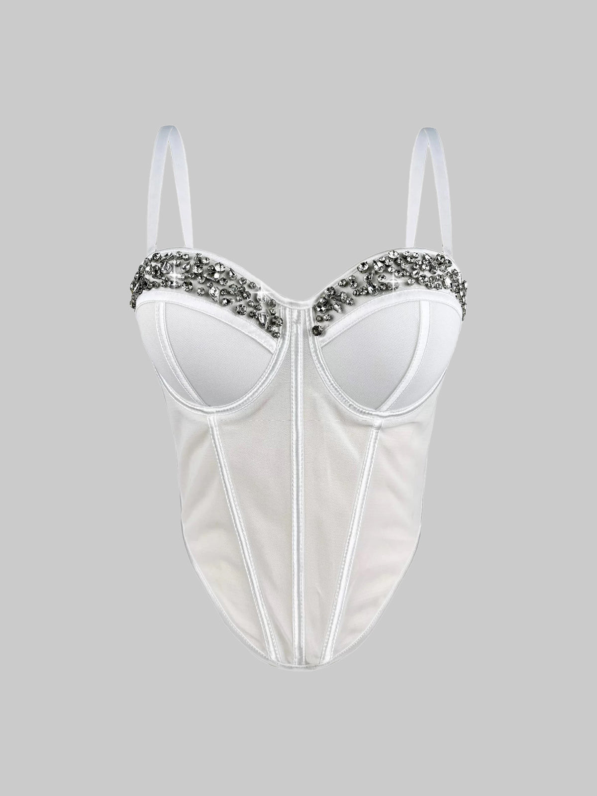 Brick Lane Skimming Rhinestone Cami Top - White