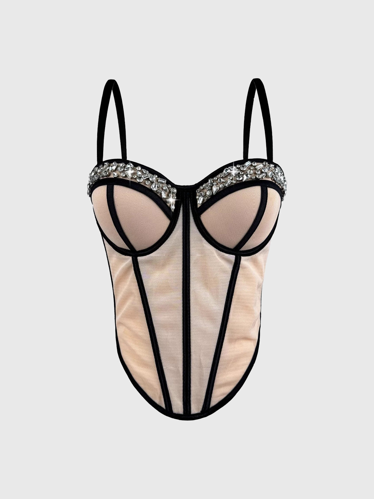 Brick Lane Skimming Rhinestone Cami Top - Nude