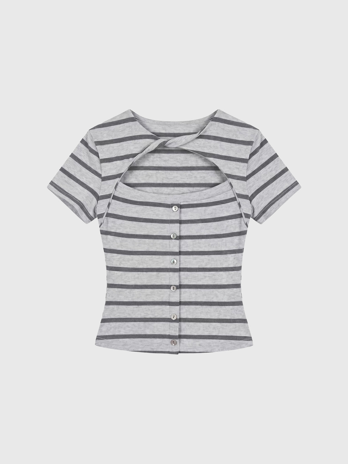 Brick Lane Skimming Stripe T-Shirt - Grey