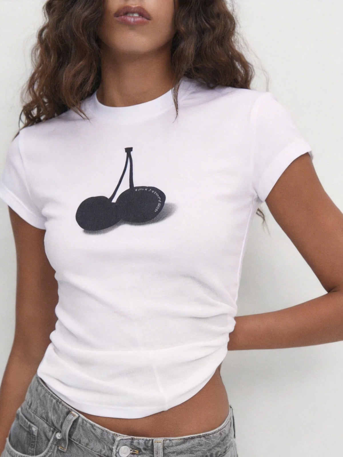 Brick Lane Skimming Cherry T-Shirt - White