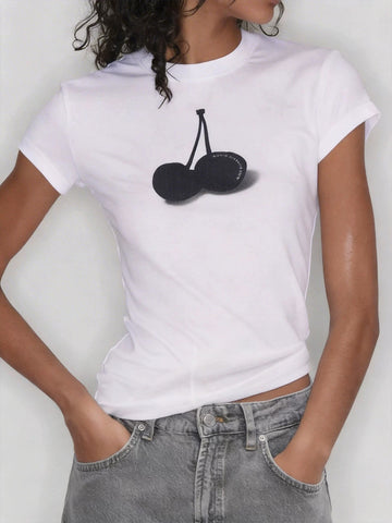 Brick Lane Skimming Cherry T-Shirt - White