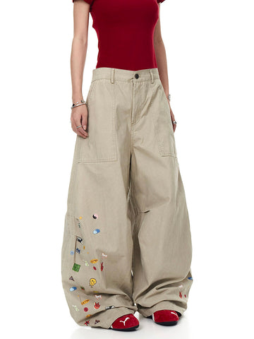 Handled Carefully Barrel Pants – Khaki Beige