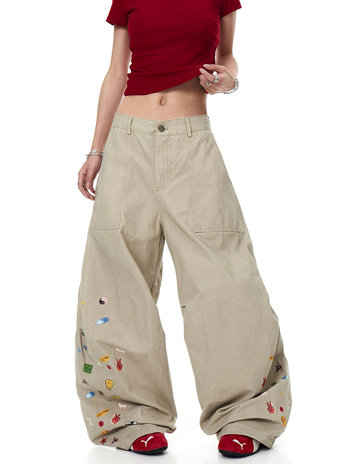 Handled Carefully Barrel Pants – Khaki Beige