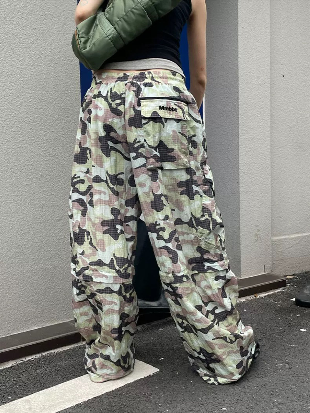 Brick Lane Wide-leg Camouflage Cargo Pants - Green