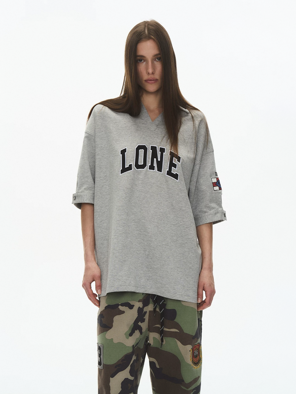 Brick Lane Baggy Letter T-Shirt - Grey