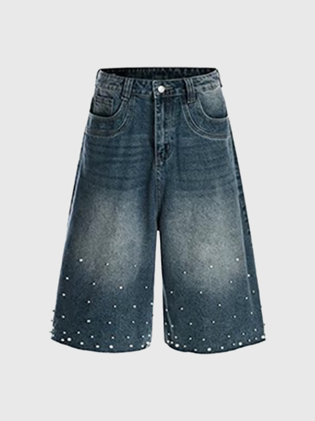 Brick Lane Wide-leg Pearl Jorts - Blue