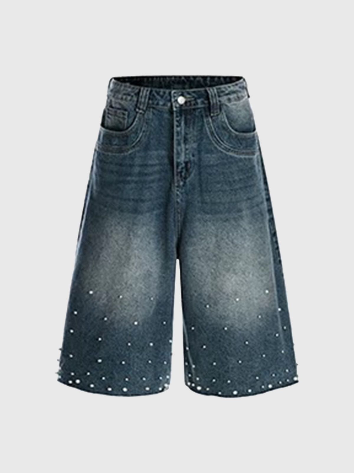 Brick Lane Wide-leg Pearl Jorts - Blue