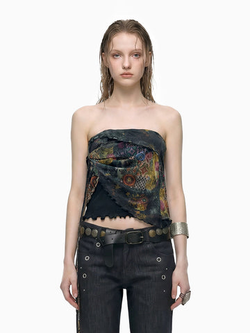 Brick Lane Skimming Mesh Tube Top - Black
