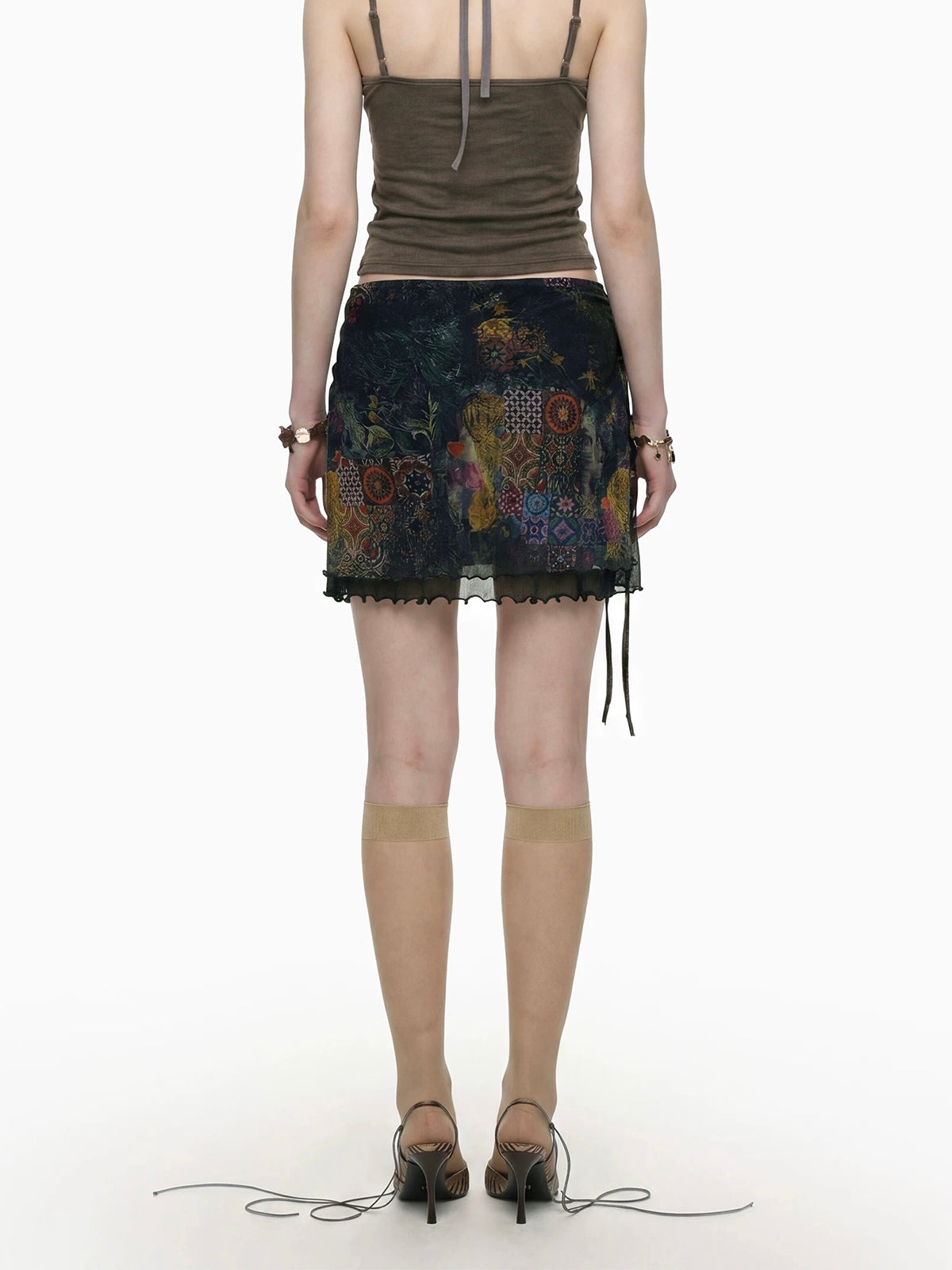 Brick Lane Skimming Mesh Mini Skirt - Black