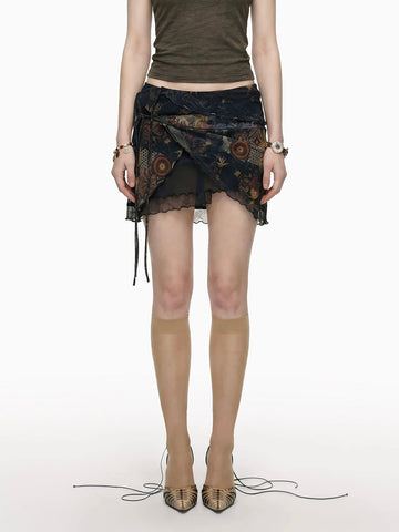 Brick Lane Skimming Mesh Mini Skirt - Black
