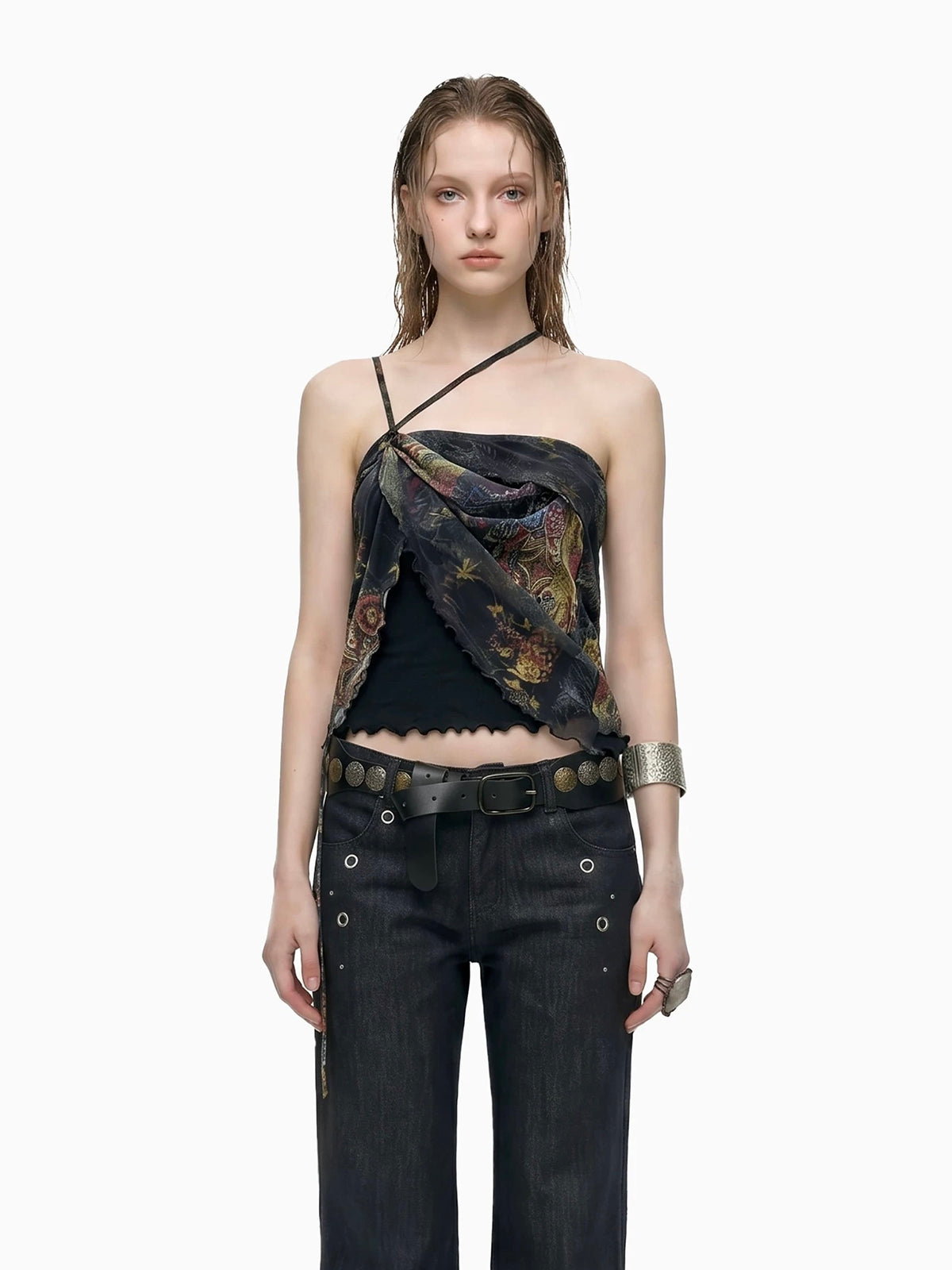 Brick Lane Skimming Mesh Tube Top - Black