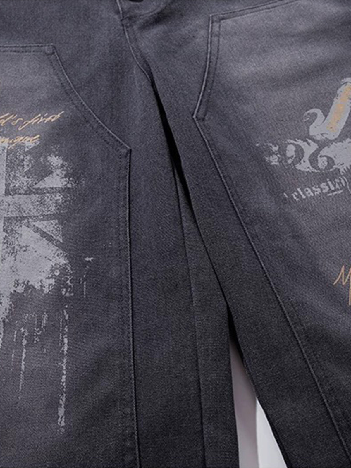 Brick Lane Wide-leg Print Jorts - Grey
