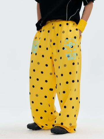 Brick Lane Wide-leg Dot Sweatpants - Yellow