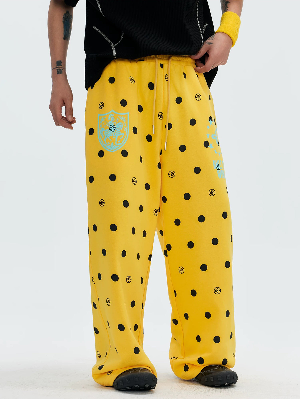 Brick Lane Wide-leg Dot Sweatpants - Yellow