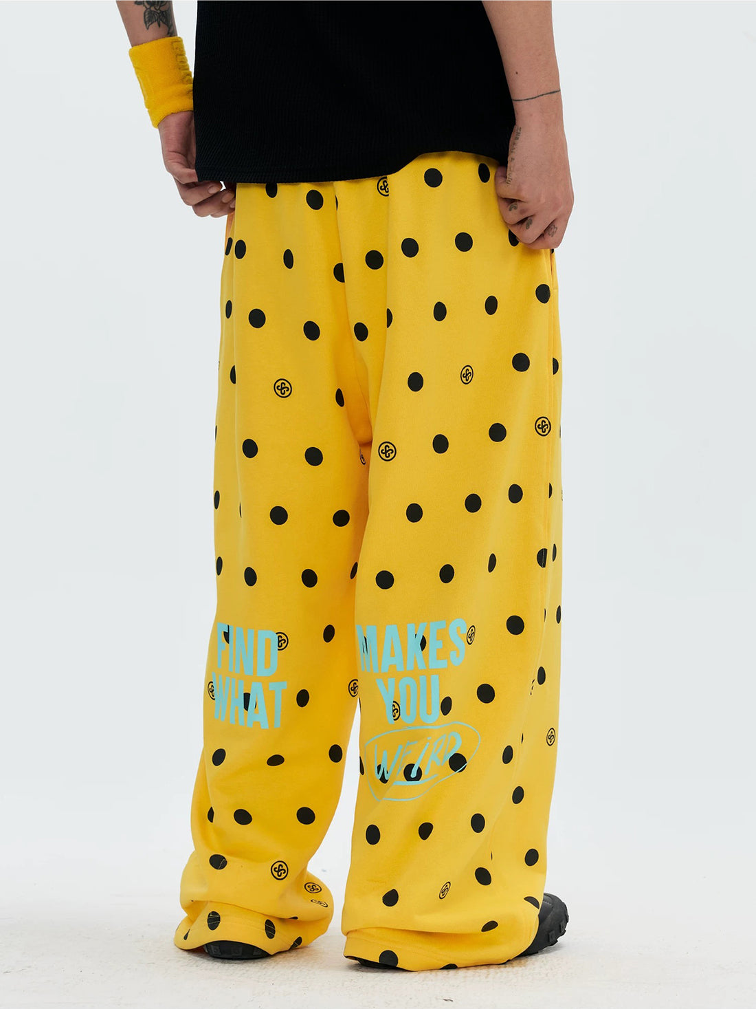 Brick Lane Wide-leg Dot Sweatpants - Yellow