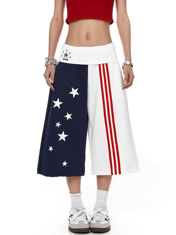 Brick Lane Wide-leg Flag Jorts - Multi