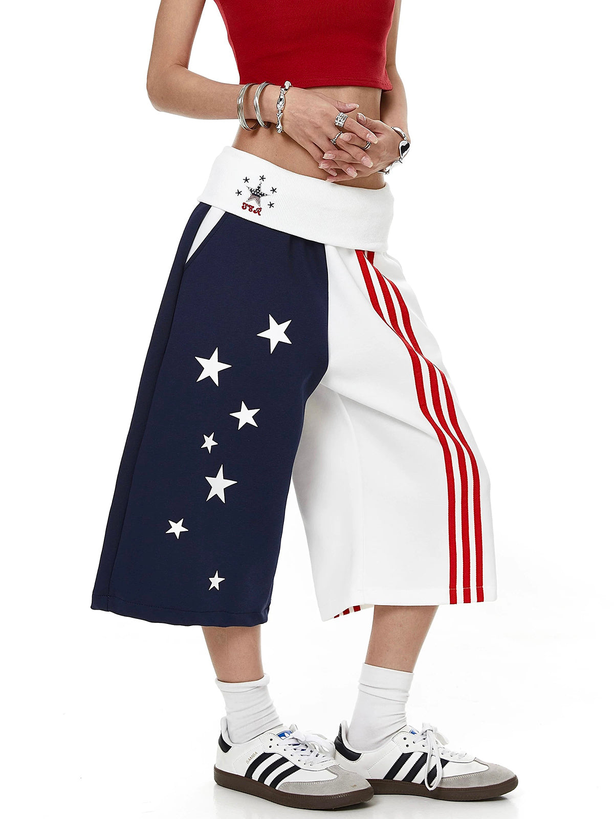 Brick Lane Wide-leg Flag Jorts - Multi