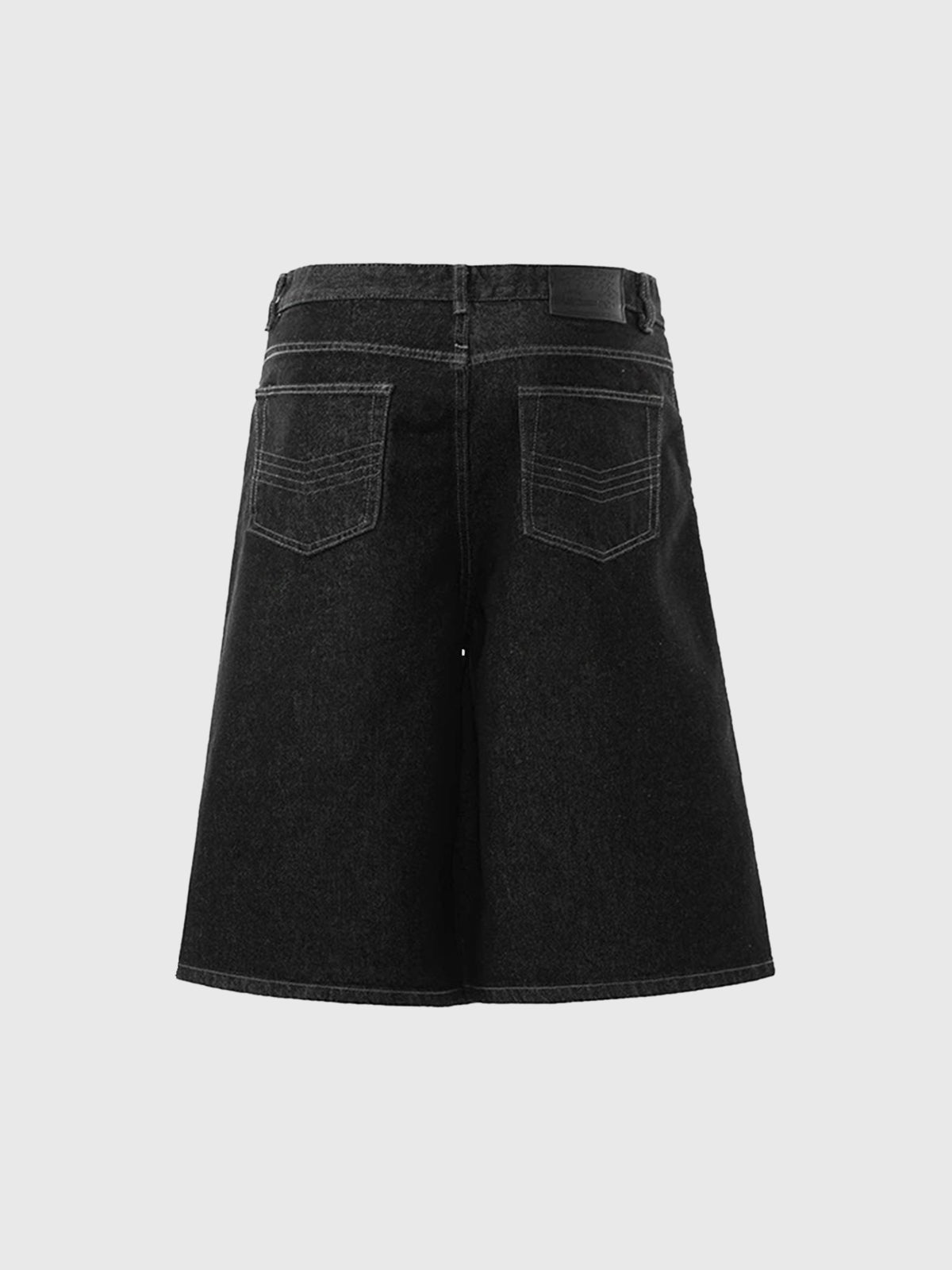 Brick Lane Wide-leg Button Jorts - Black