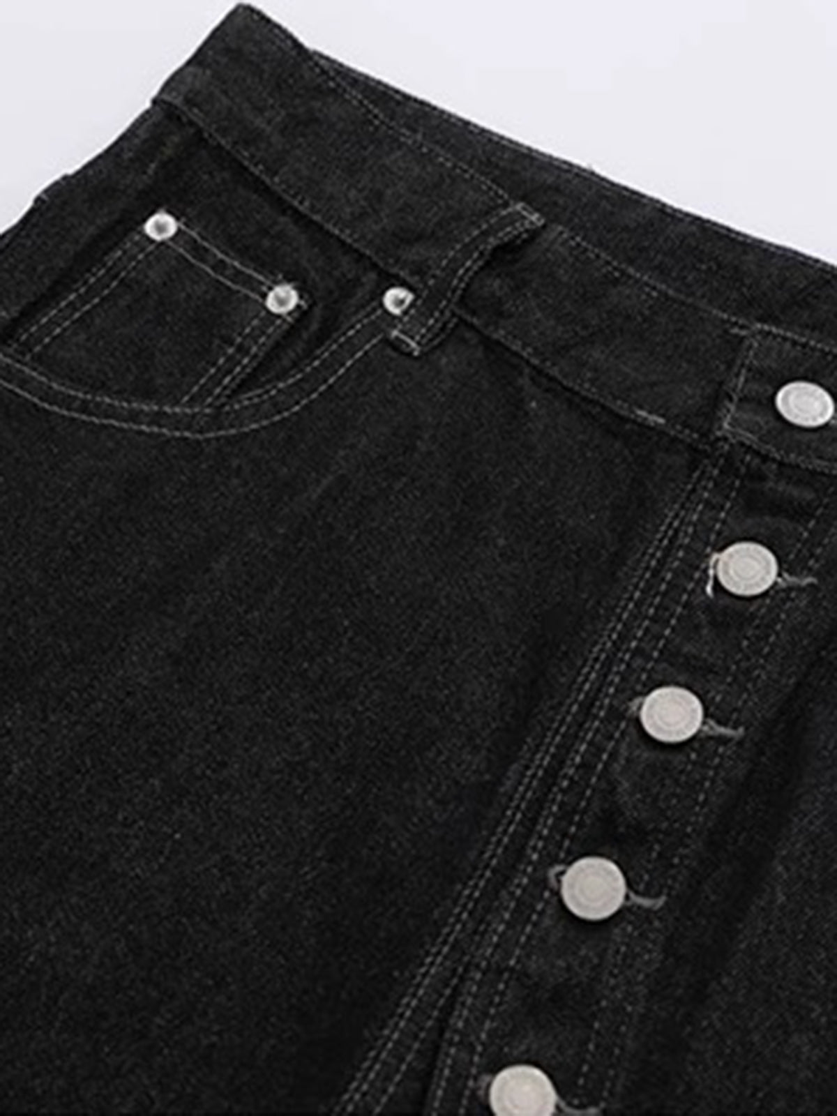 Brick Lane Wide-leg Button Jorts - Black