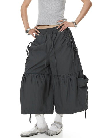 Brick Lane Wide-leg Bow Cargo Pants - Black