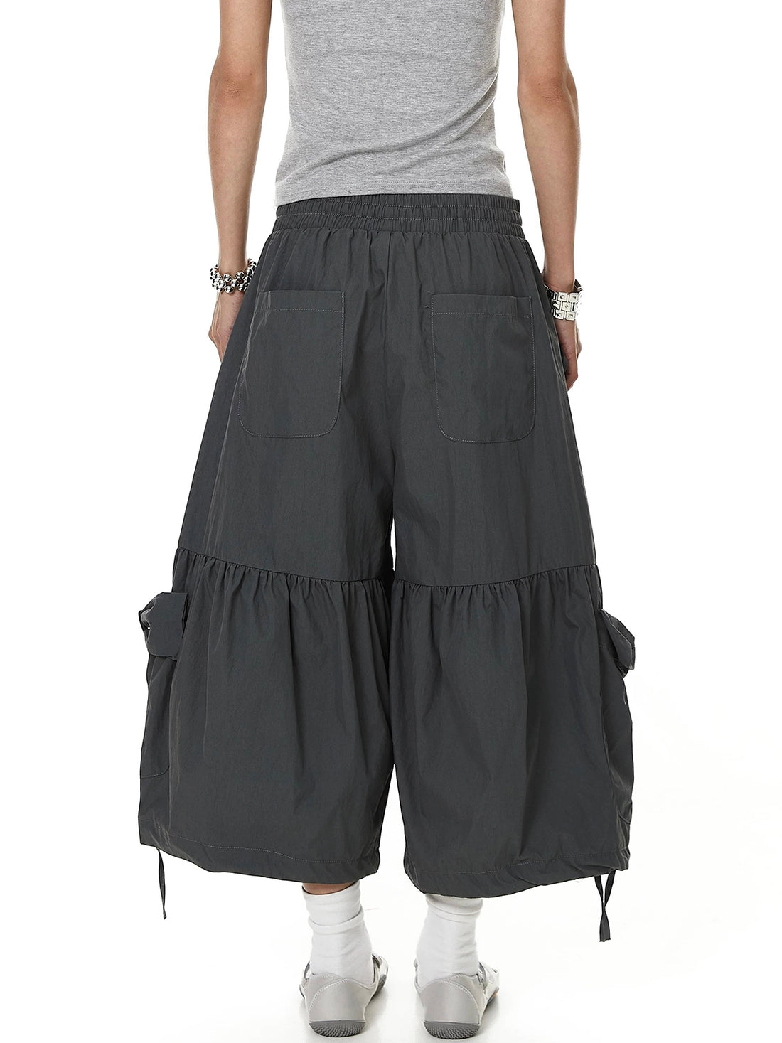 Brick Lane Wide-leg Bow Cargo Pants - Black