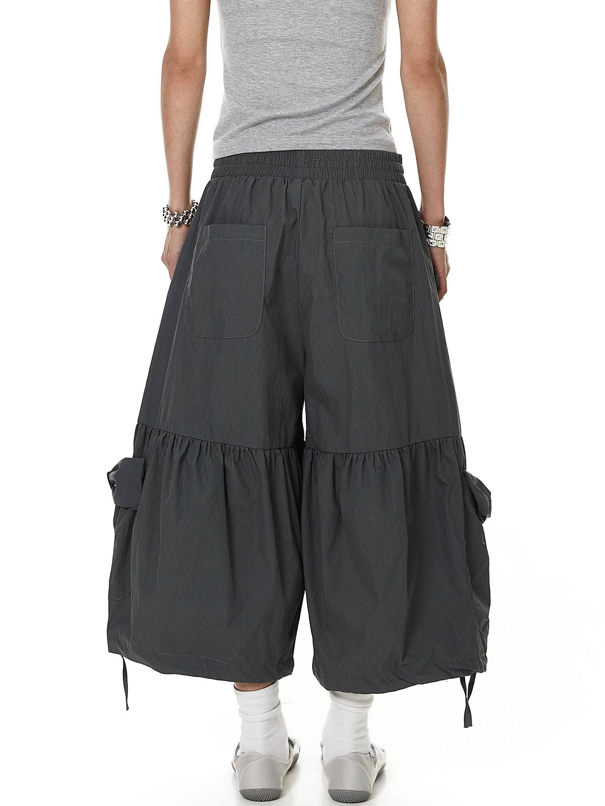 Brick Lane Wide-leg Bow Cargo Pants - Black