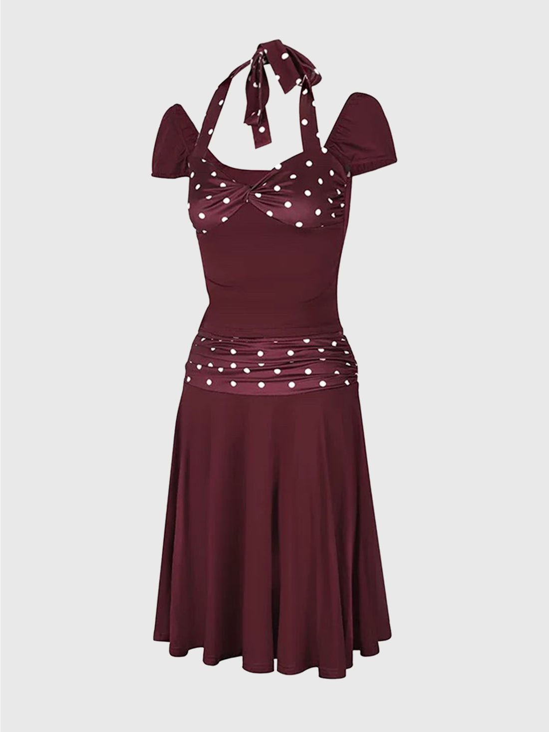 Dolled Office Halter Dress - Red