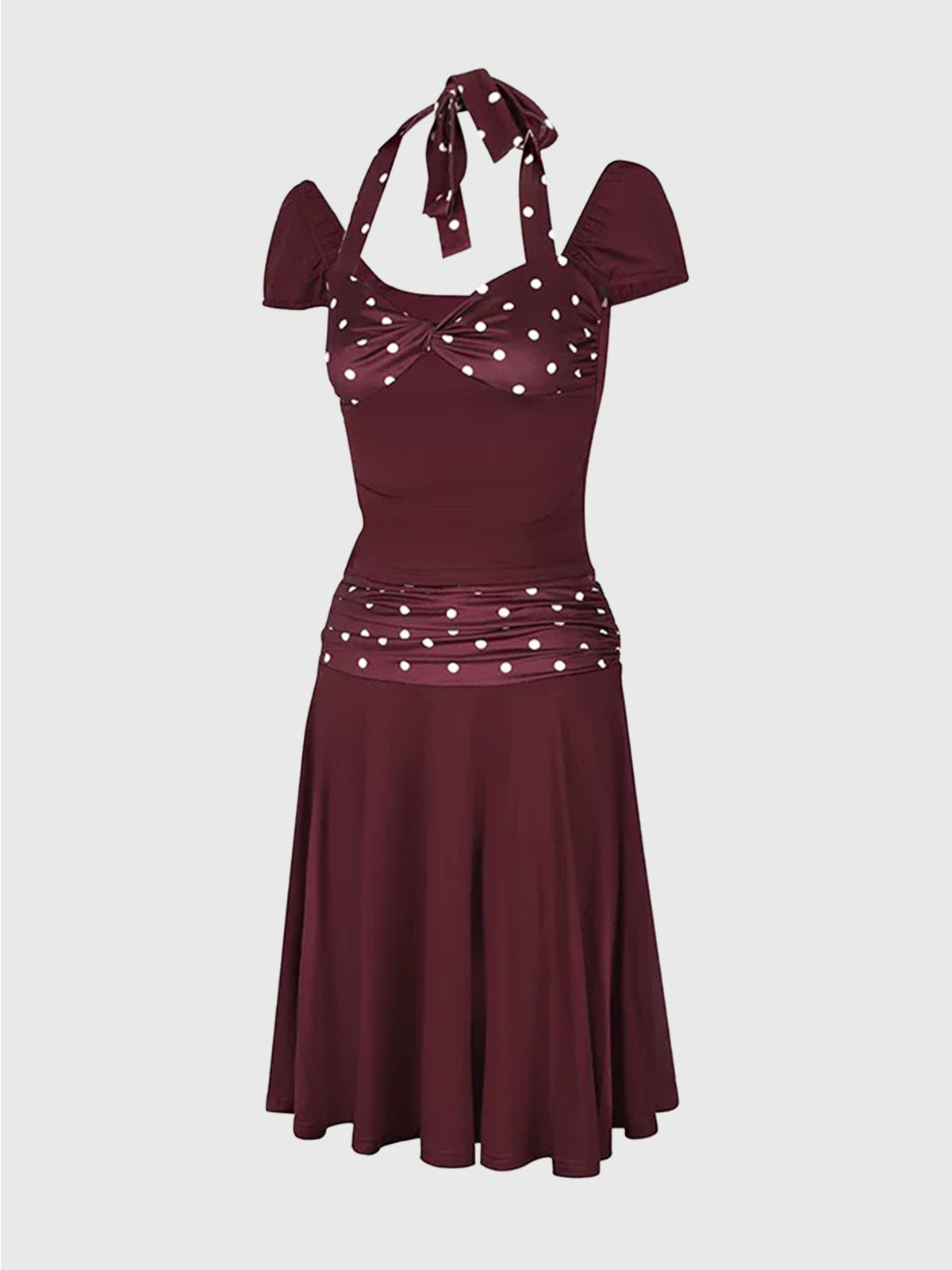 Dolled Office Halter Dress - Red