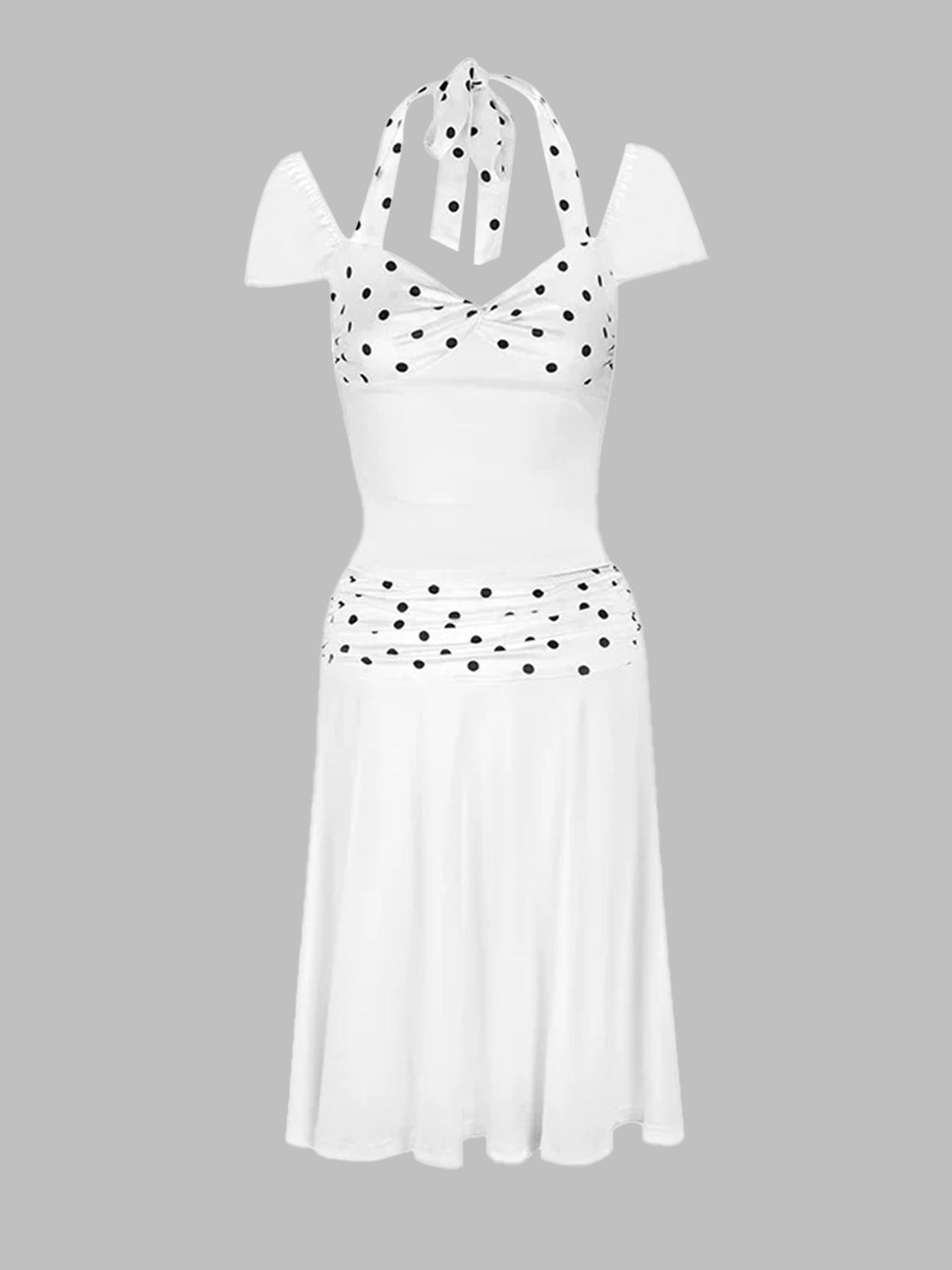 Dolled Office Halter Dress - White