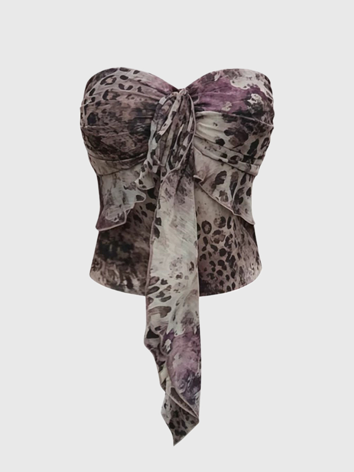 Brick Lane Skimming Leopard Tube Top - Brown