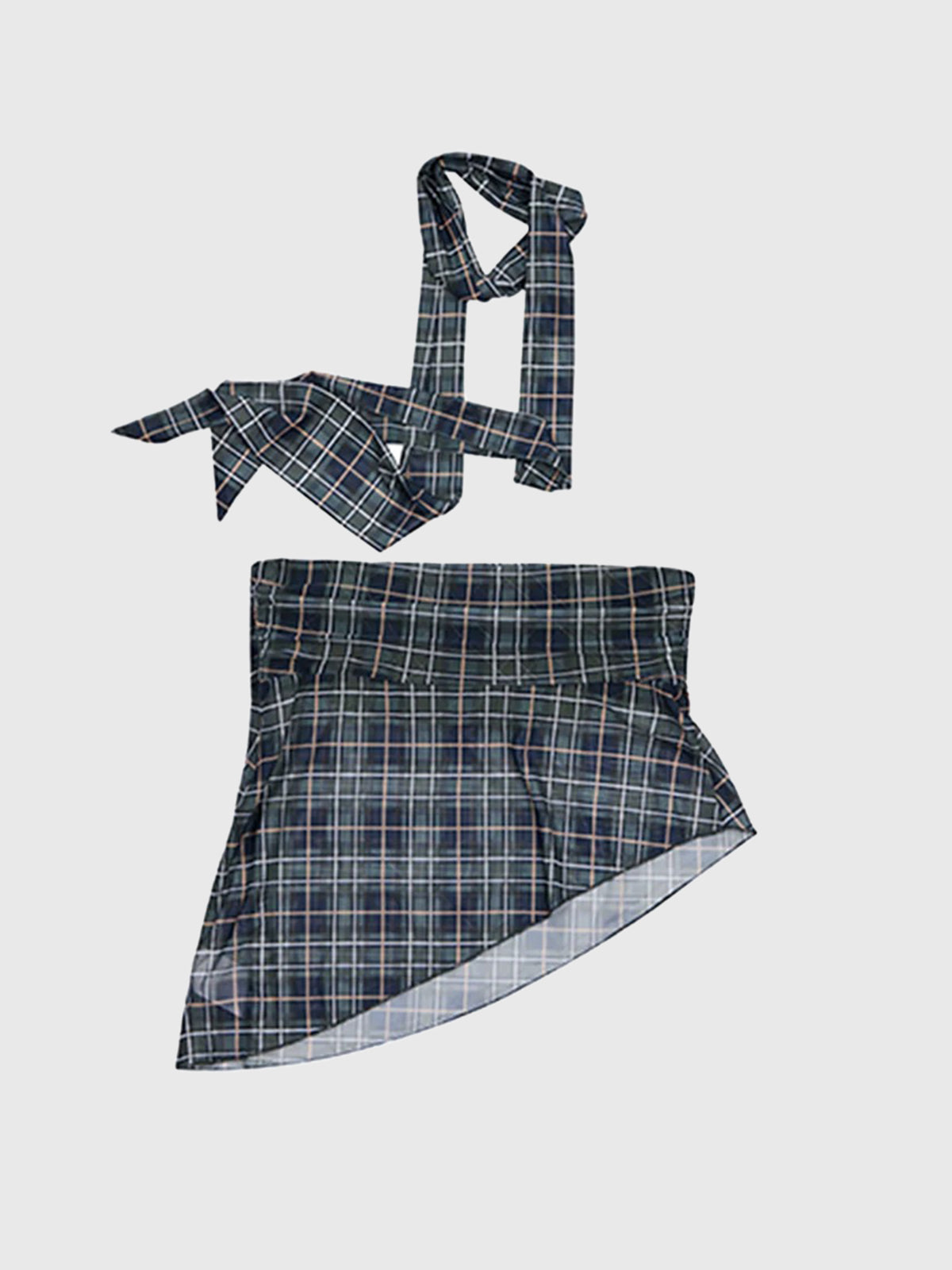 Brick Lane Asymmetric Mesh Check Tube Top - Black