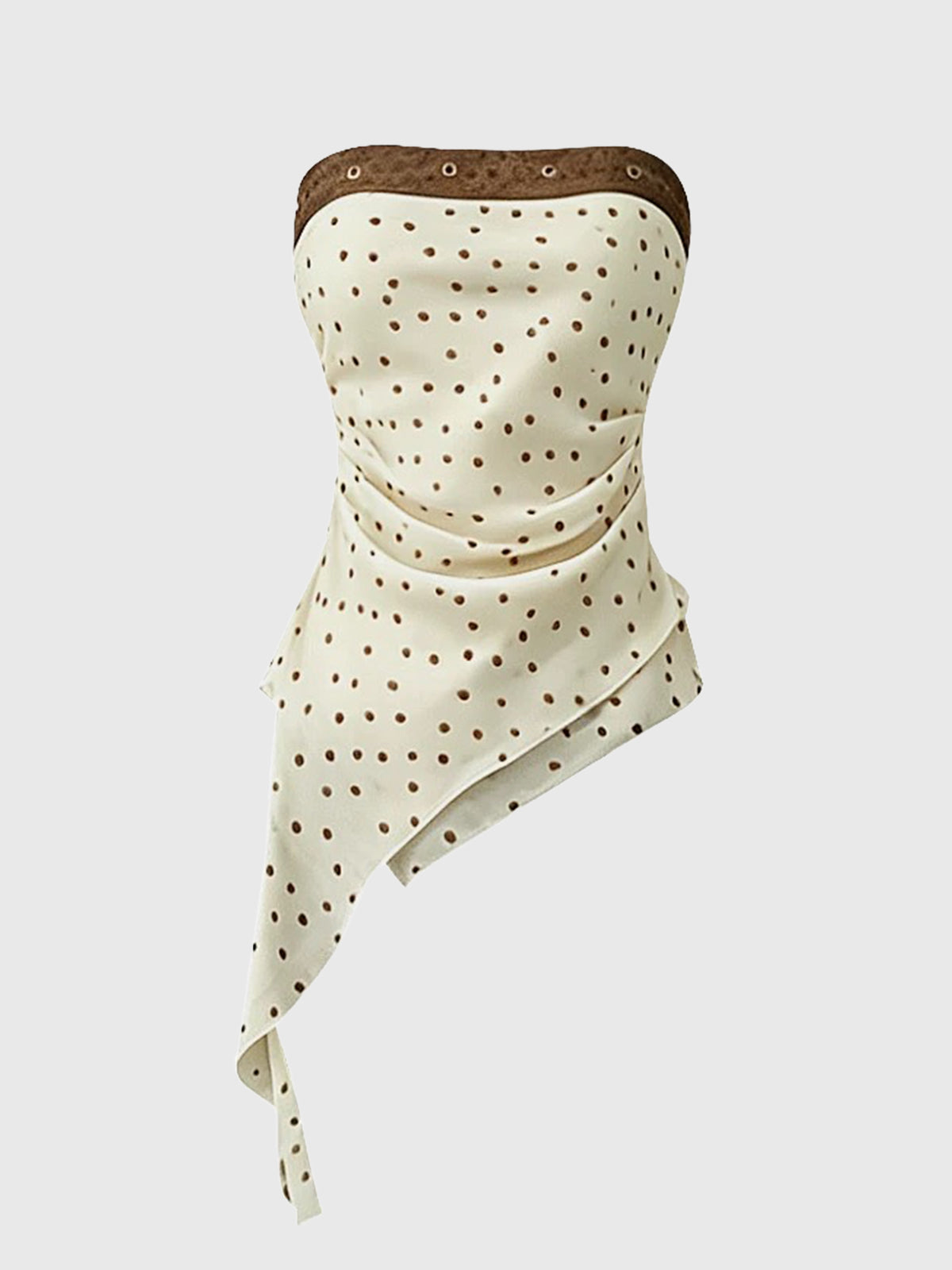 Brick Lane Asymmetric Dot Tube Top - White