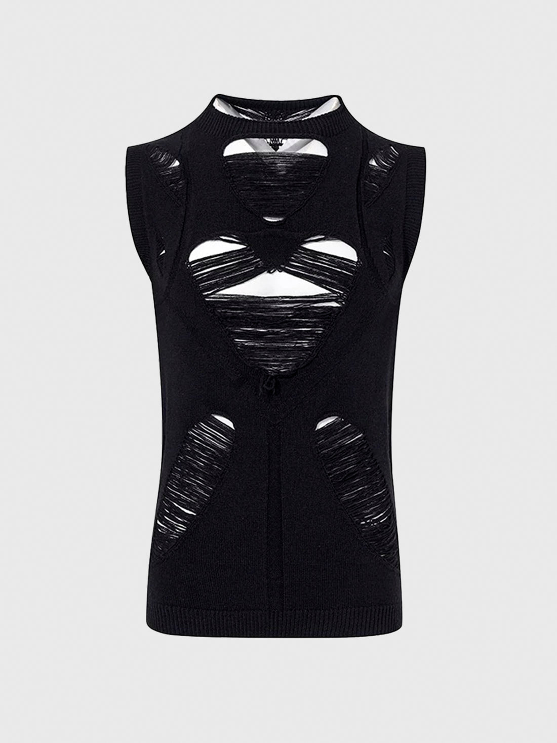 Brick Lane Skimming Heart Cut Out Tank Top - Black