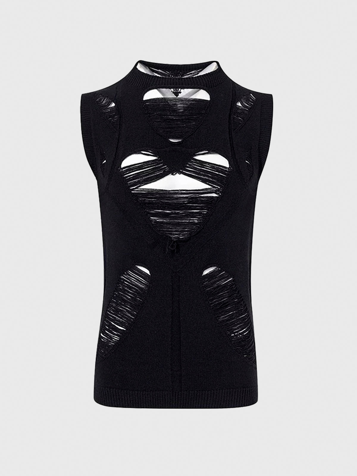 Brick Lane Skimming Heart Cut Out Tank Top - Black