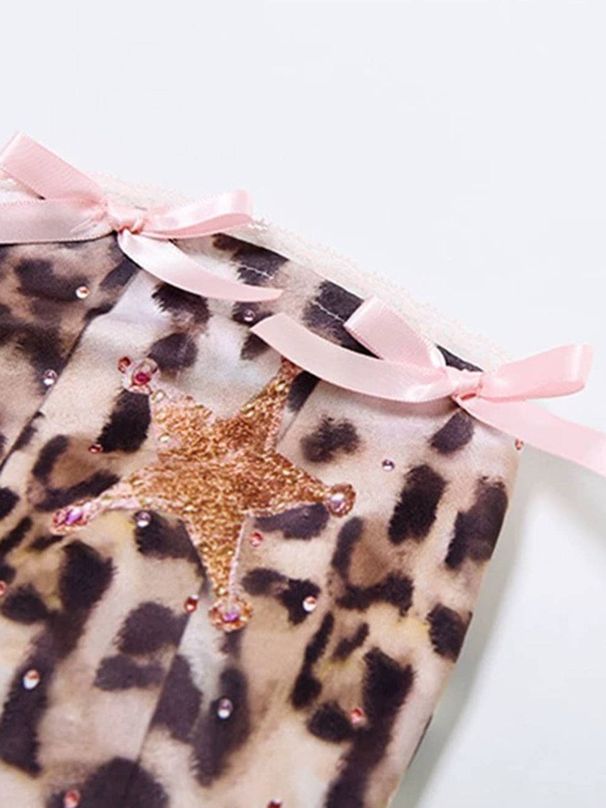 Brick Lane Skimming Lace Bow Leopard Cami - Pink