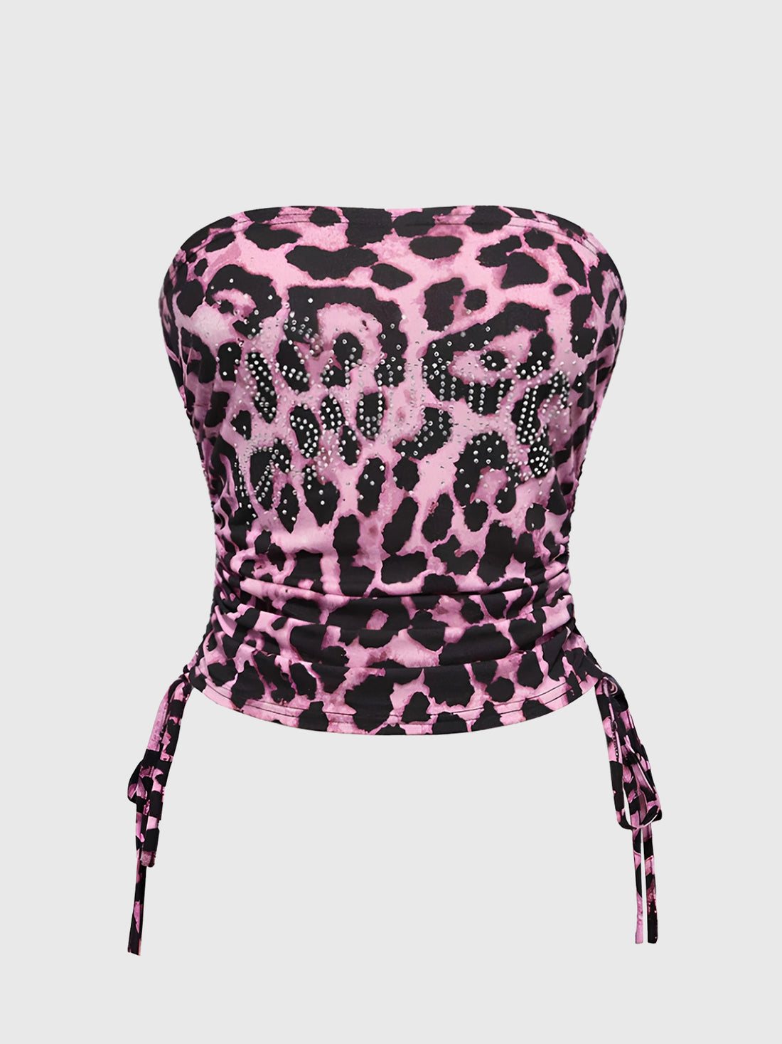Brick Lane Skimming Rhinestone Leopard Tube Top - Pink
