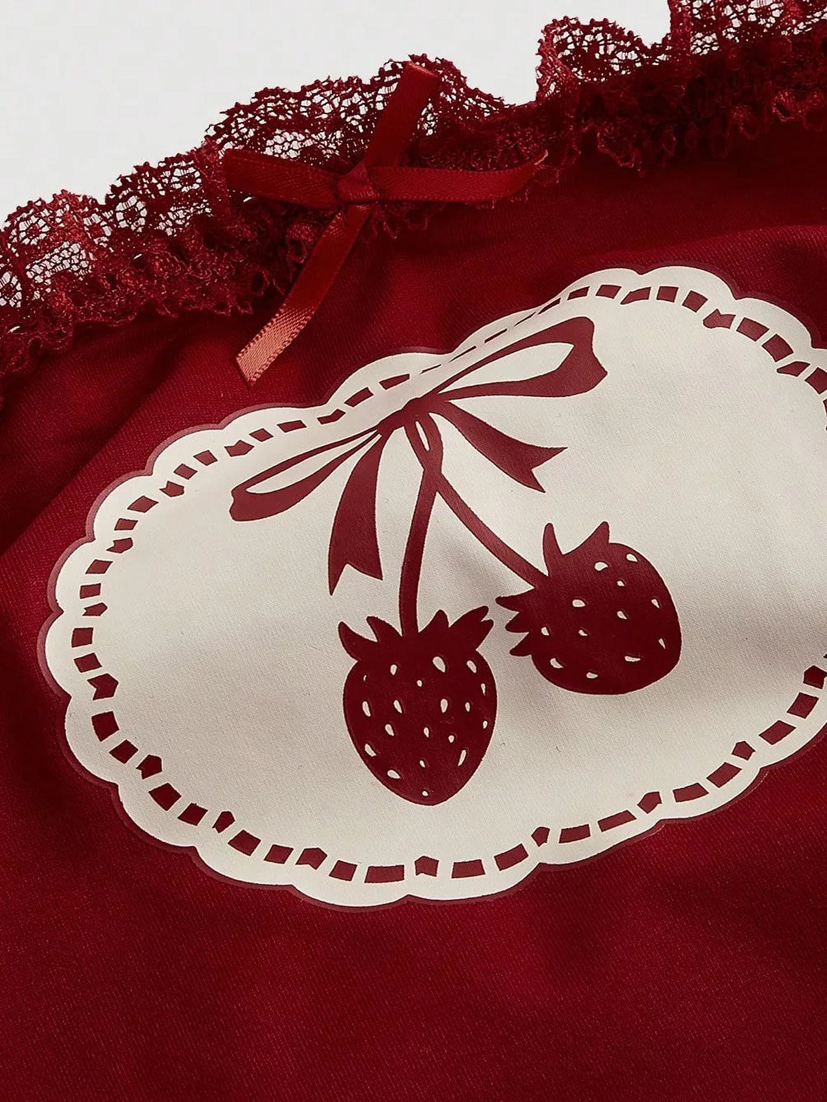 Brick Lane Skimming Lace Bow Cherry Tube Top - Red